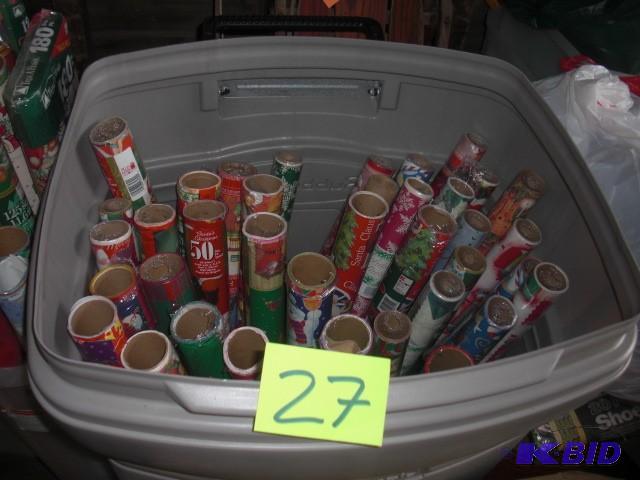 Rubbermaid Garbage can on wheels full of Chri...