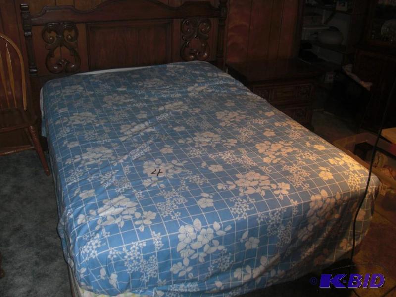DoubleQueen Headboard and bed frame. Dark wo...