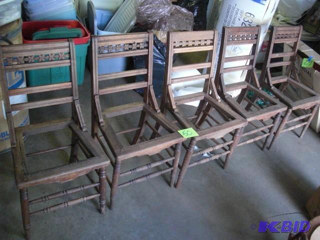 5, very nice solid Maple chairs.. Need seats....