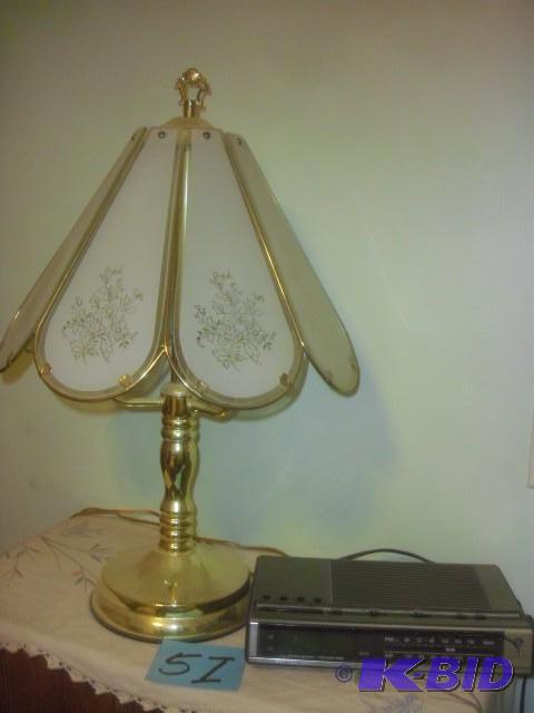 Touch onoff lamp.. Glass shade. 18 in h. GE ...