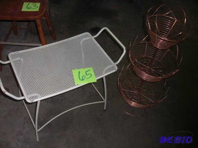 Copper color round 3 tier stand, and White me...
