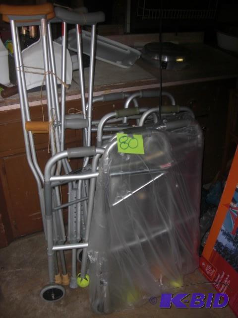 5 Walkers and 2 pair of crutches (adjustable)...
