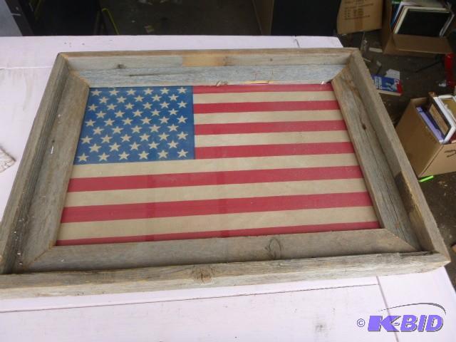 lot 179 image: Framed Barn Wood US Flag 20 12" X 15 1...