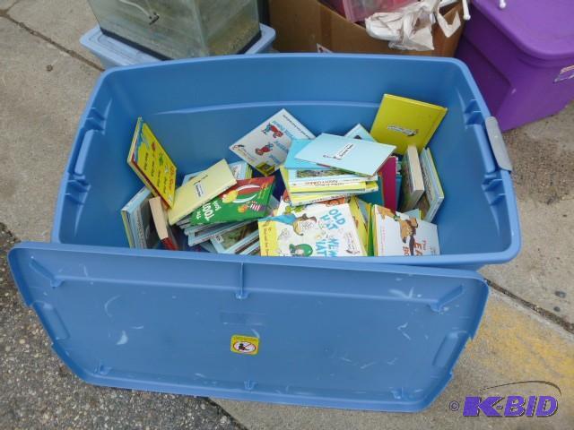 lot 223 image: Tote with Lid Full of Childrens Books...