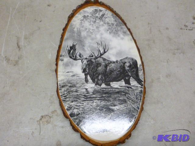 lot 26 image: Wood Moose Plaque 18" long...