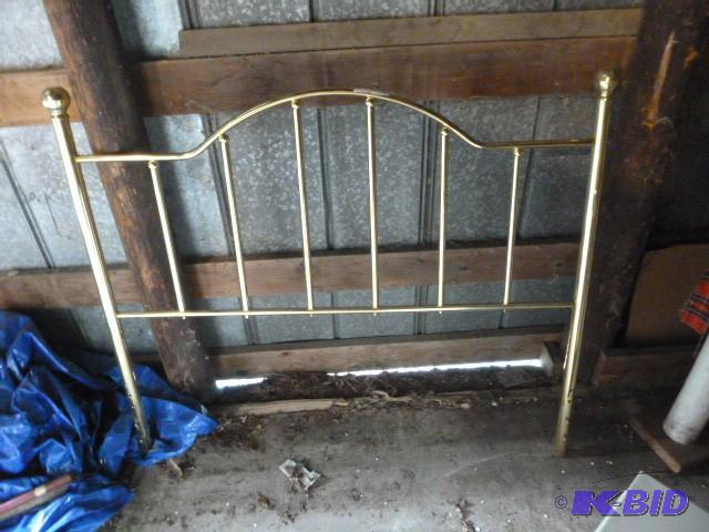 lot 266 image: Full Size Brass Looking Head Board...