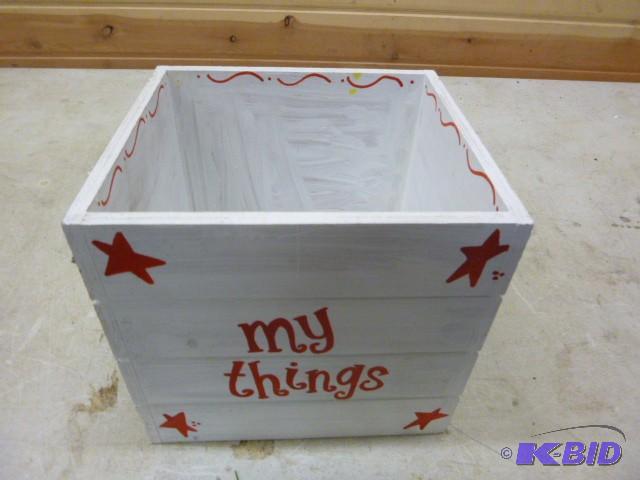 lot 28 image: Wood Crate 8" X 8" X 8"...