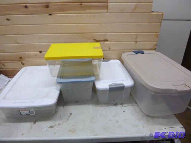 lot 291 image: 5 Miscellaneous Storage Totes with Lids...