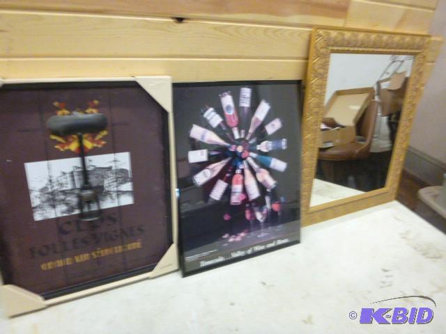 lot 40 image: 2 Framed Pictures and Mirror...