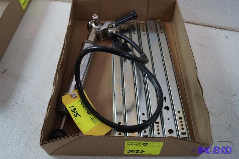 6 cabinet drawer slides and a keg tap