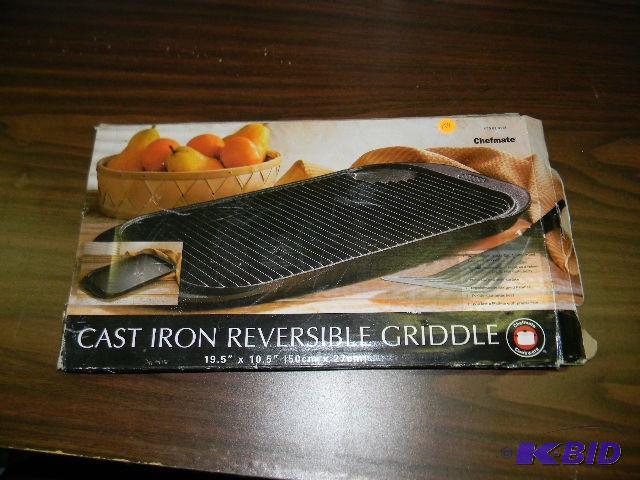 lot 154 image: NEW Chefmate cast iron griddle...