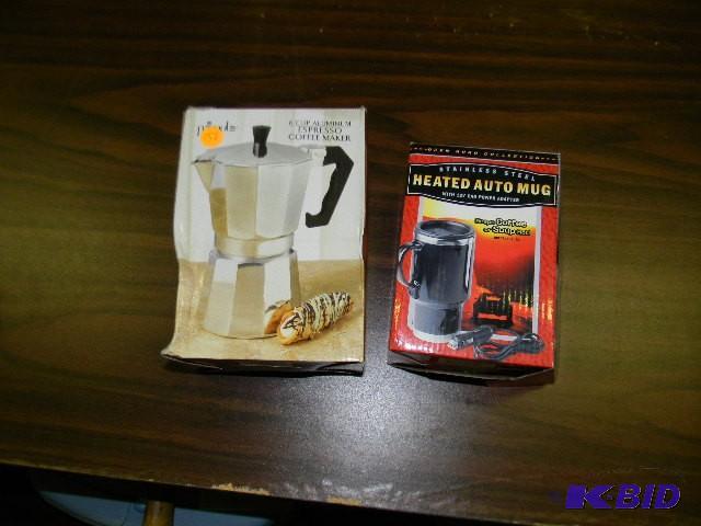 lot 158 image: Lot of 2 - stainless steel heated auto mug an...