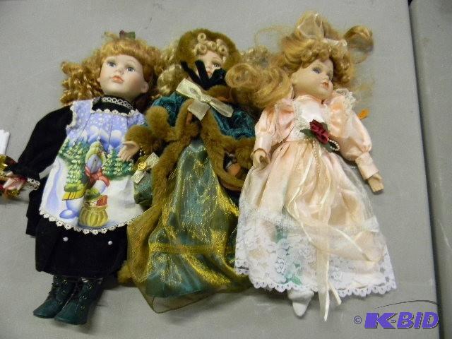 lot 193 image: Lot of 3 porcelain dolls...