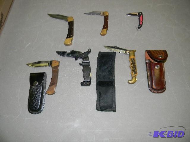lot 236 image: Lot of 6 knives - three with sheaths...