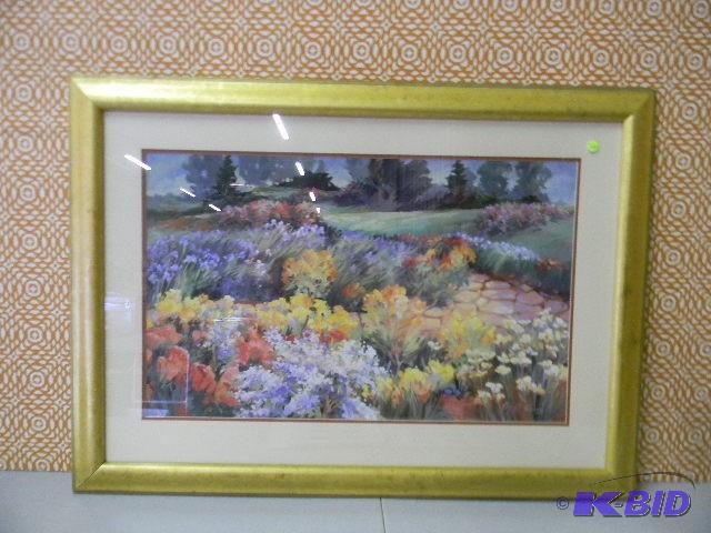 lot 260 image: Beautiful large flower landscape framed pictu...