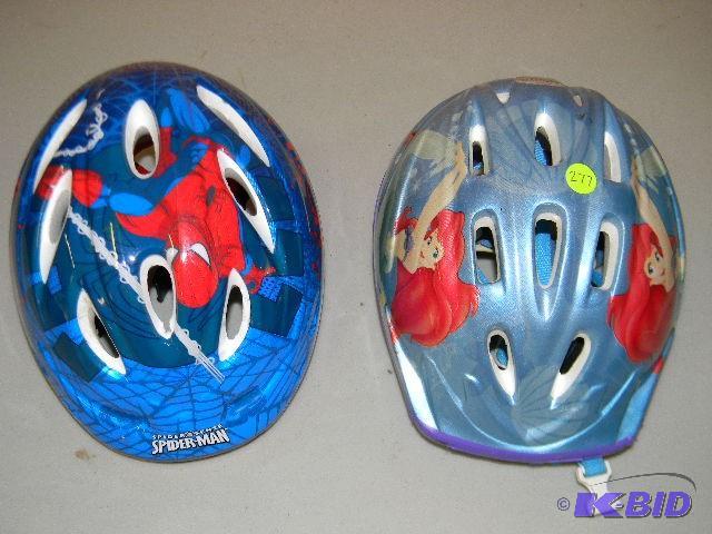 lot 277 image: Two helmets - Spiderman and Little Mermaid...
