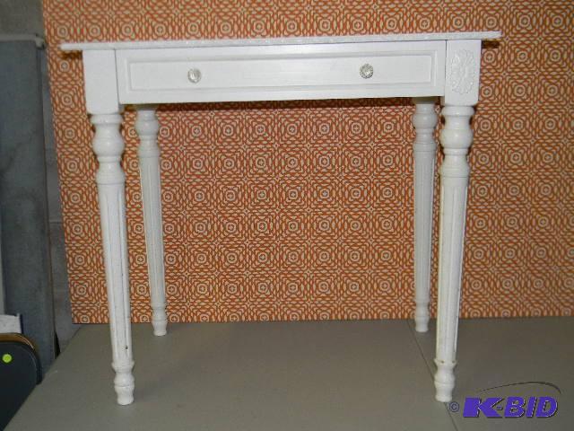lot 282 image: White end table with drawer...