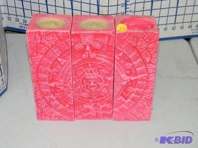 lot 72 image: Set of 3 candle holders with sun and moon des...