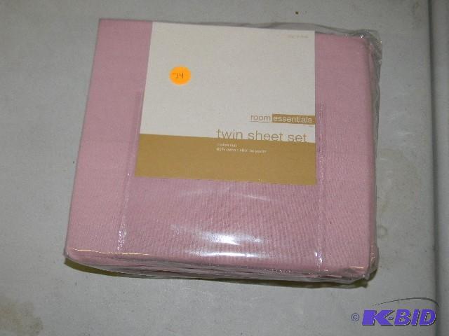 lot 74 image: NEW Room Essentials pink twin sheet set - one...