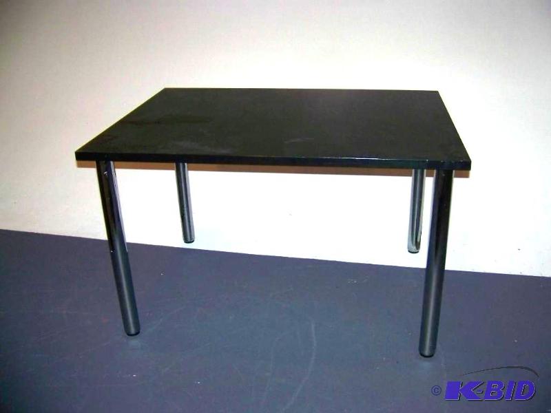 Rectangular, Black Top Table with Metal Legs