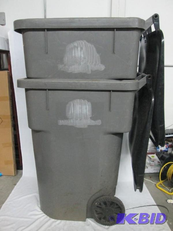 lot 12 image: Two 96 Gallon Large Rollaway Garbage Carts