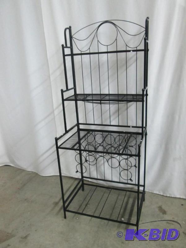 lot 22 image: Metal Bakers & Wine Rack