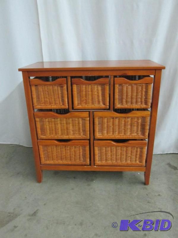 lot 32 image: Seven Drawer Wicker Basket Stand