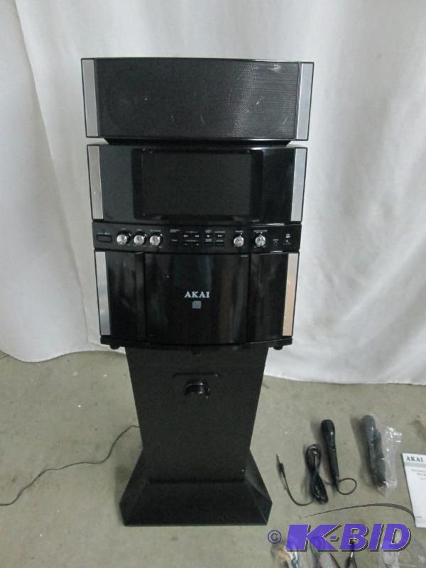 lot 39 image: AKAI Karaoke System w Pedestal and Screen