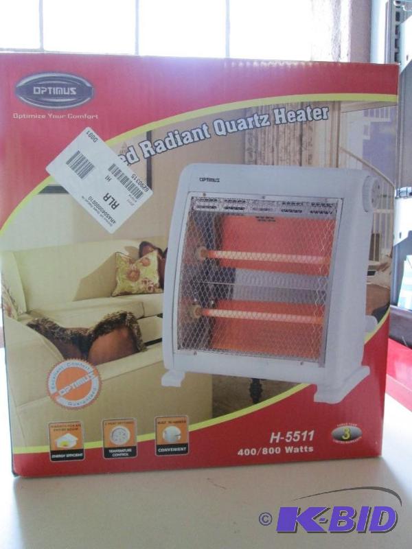 lot 15 image: Optimus radiant quartz heater. Model H-5511. ...