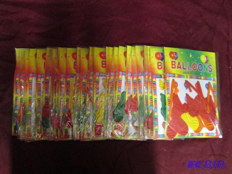 lot 185 image: Approximately 30 packages of balloons in asso...
