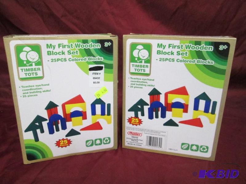 lot 195 image: Pair of Timber Tots My First Wooden Block Se...