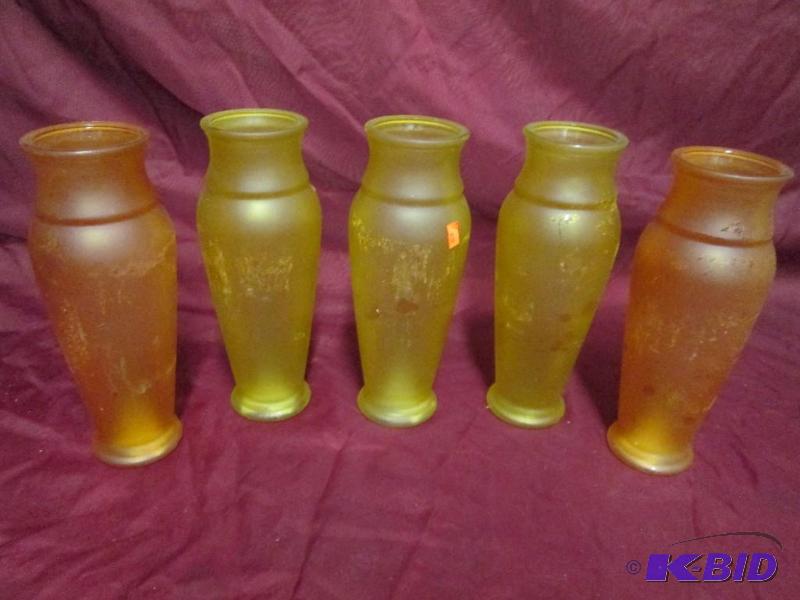 lot 210 image: Lot of 65 gold and orange frosted glass vases...