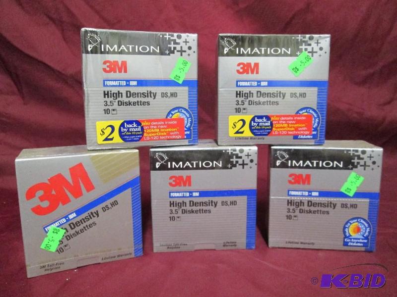 lot 59 image: 5 boxes of new 3M imation high density 3.5 di...