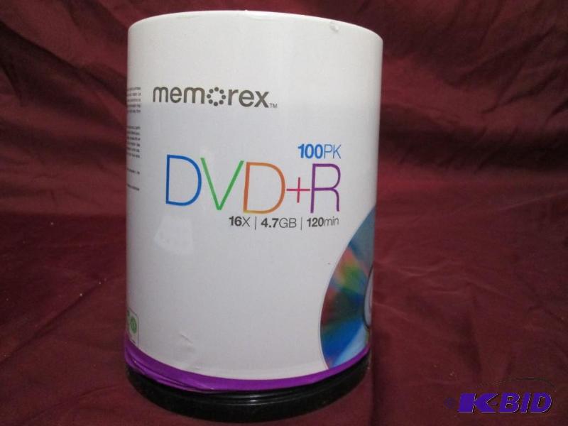 lot 67 image: New roll of 100 Memorex DVDR CDs. 4.7 GB, 1...
