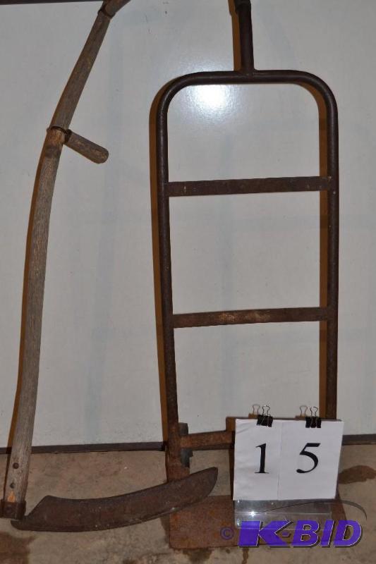 lot 15 image: sickle & two wheel cart