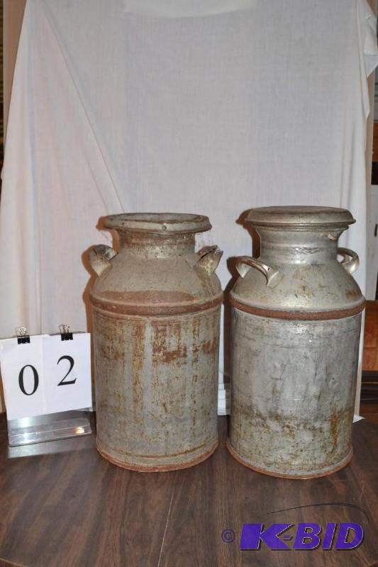 lot 2 image: Milk cans - Rush City and Harris MN