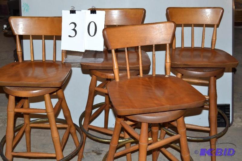 lot 30 image: swivel maple bar stools