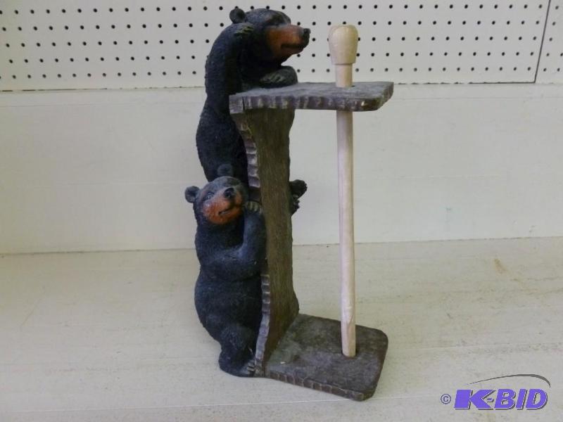 lot 102 image: Large molded resin black bear paper towel hol...