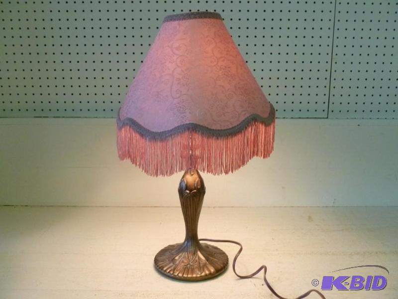lot 107 image: Beautiful cast metal dresser lamp with shade ...