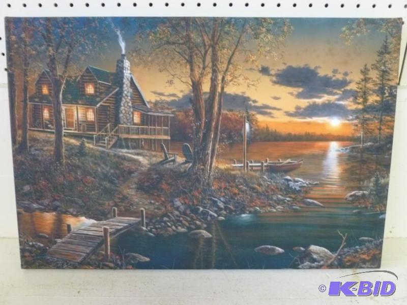 lot 11 image: Beautiful Jim Hansel solid wood framed canvas...
