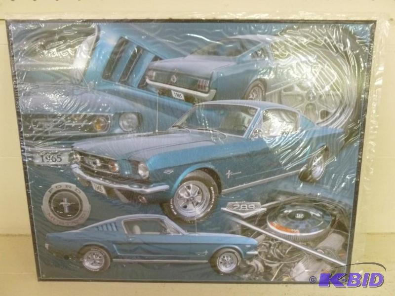 lot 110 image: Ford Mustang metal sign that measures 12"...