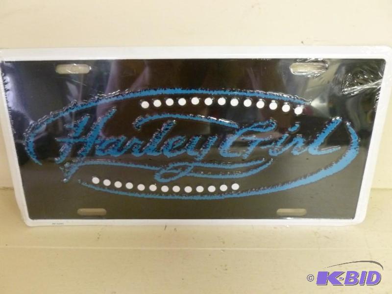 lot 119 image: Harley Girl embossed metal license plate that...