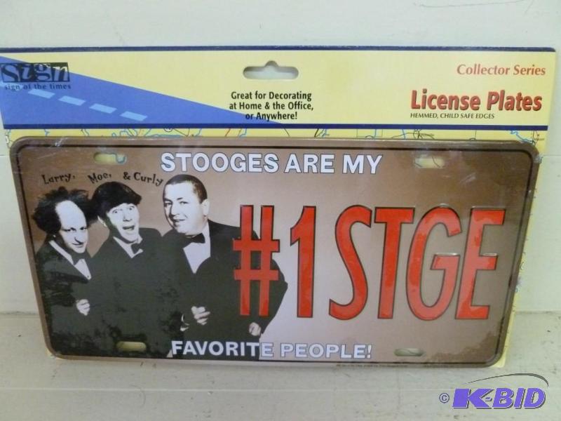 lot 126 image: The Three Stooges embossed metal license plat...
