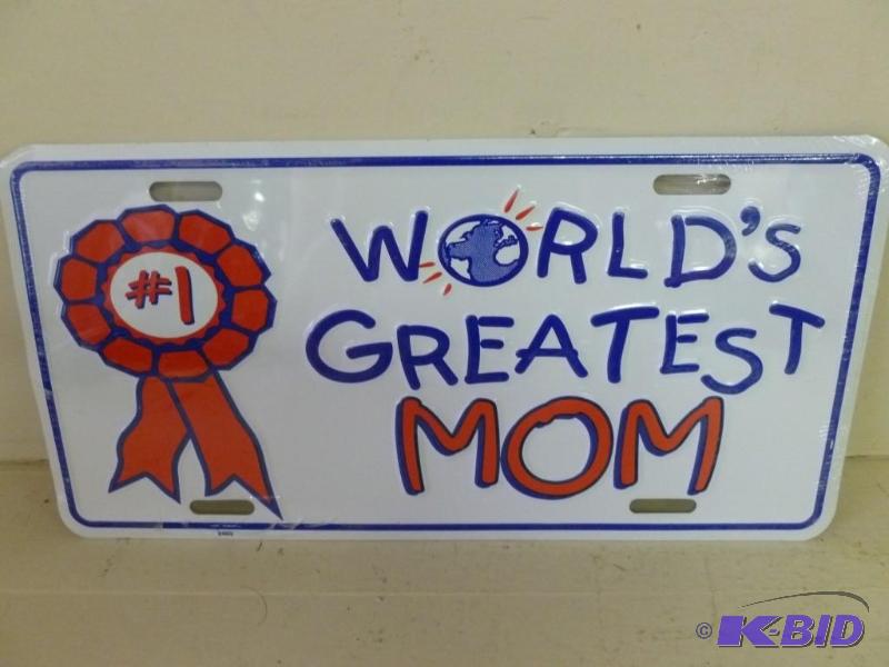 lot 128 image: Worlds Greatest Mom metal license plate that...