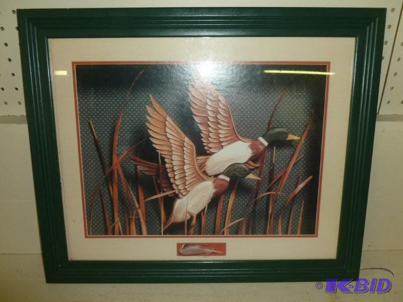 lot 13 image: Large solid wood framed and matted print that...