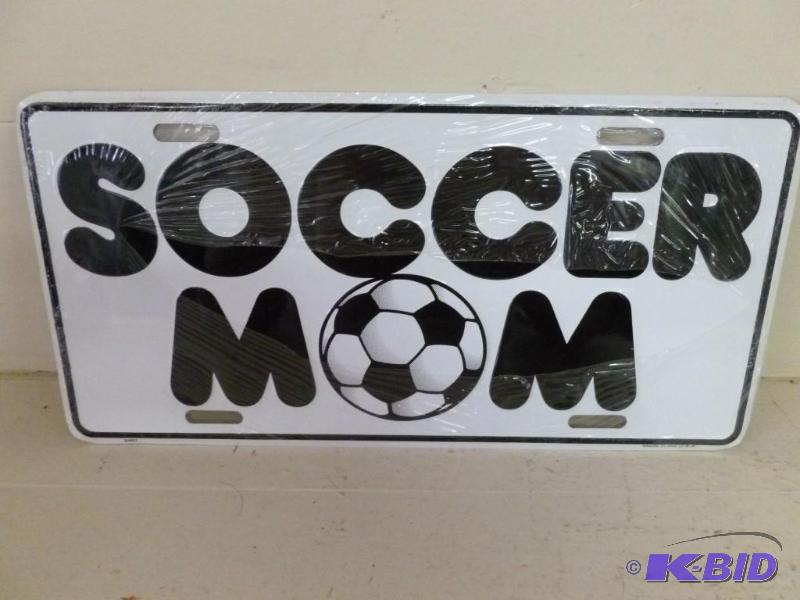 lot 130 image: Soccer Mom embossed metal license plate that ...