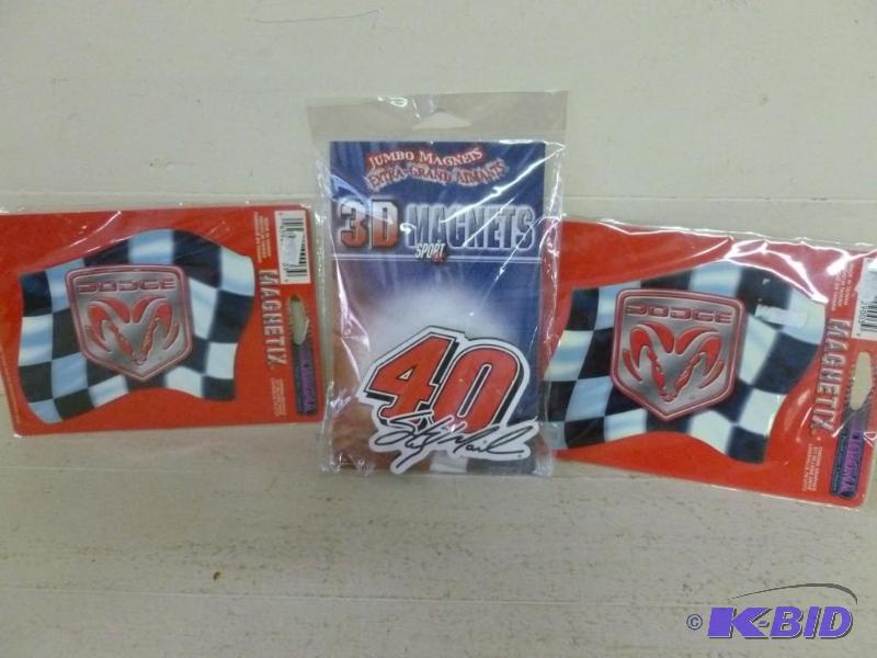 lot 133 image: Lot of three collectible racing magnets, bran...