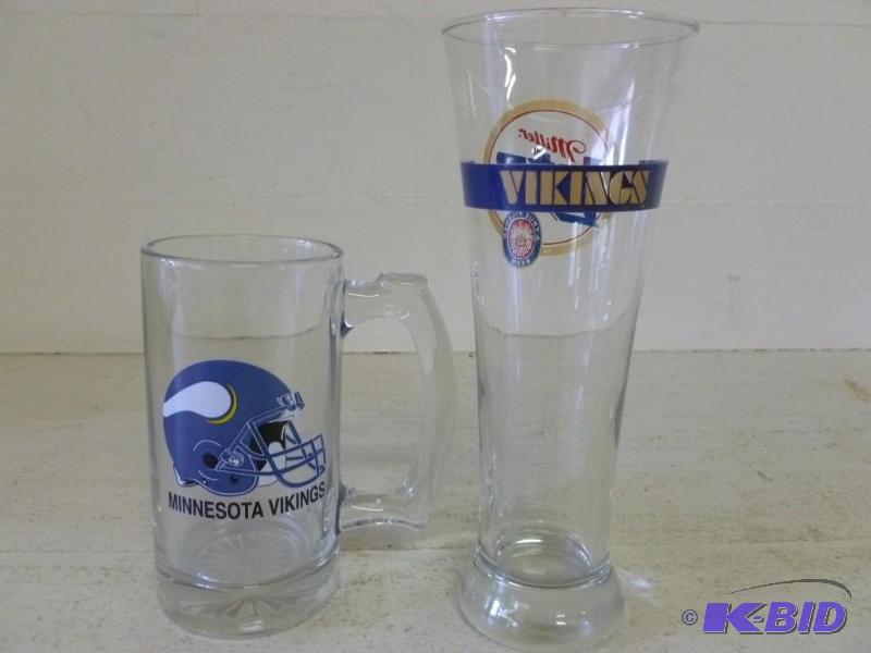 lot 137 image: Lot of two collectible Minnesota Vikings beer...
