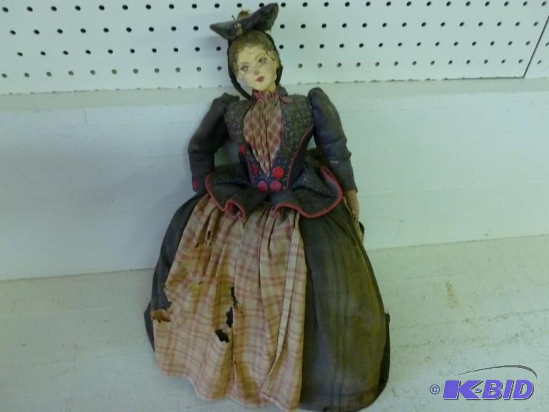 lot 138 image: Large antique doll that measures 15" H, ...