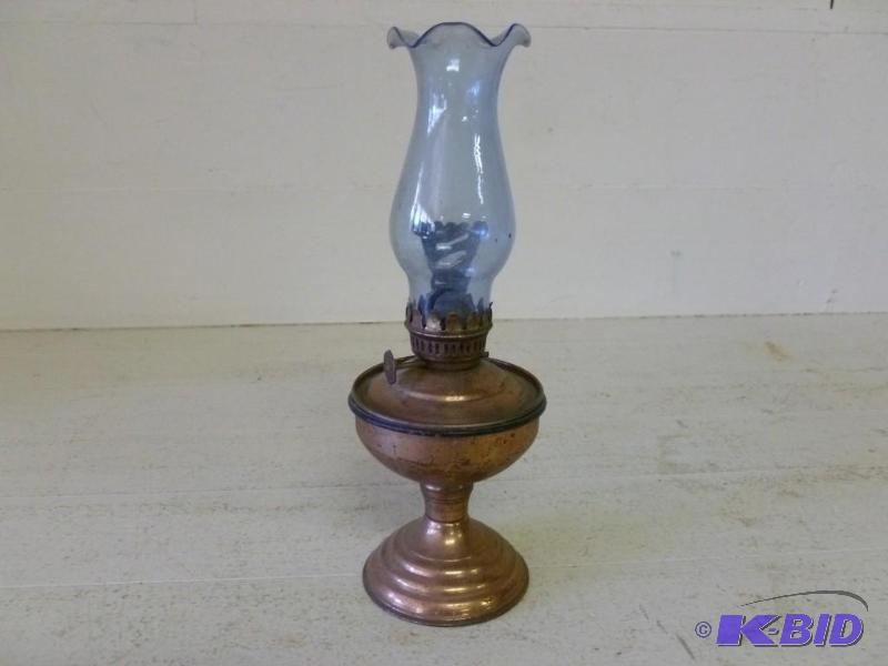 lot 142 image: Vintage copper plated metal wall bracket oil ...
